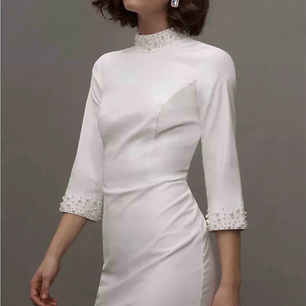 Anthropologie Mock Neck Dress Pearls